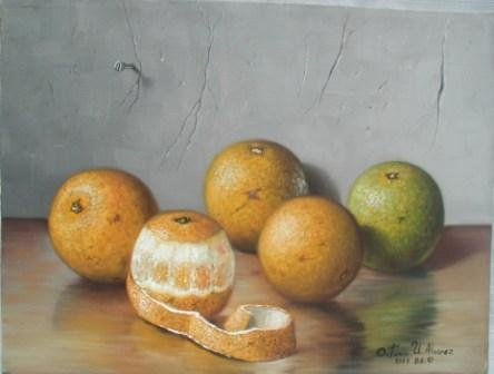 " NARANJAS EN EQUILIBRO  " Oil Canvas Still Life Paintings