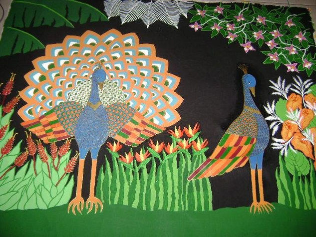 Pareja  de  Pavos  reales Acrylic Canvas Landscaping