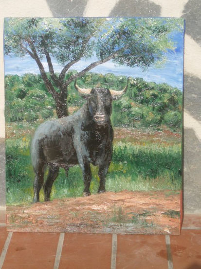 TORO BRAVO EN EL CAMPO Oil Canvas Animals