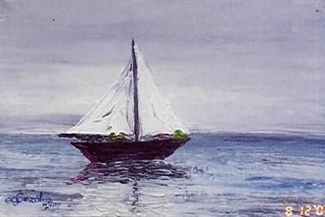 PRIMER VELERO EN N.Y. Oil Canvas