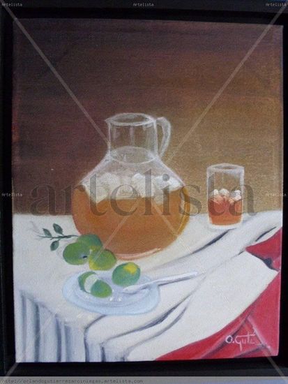 Agua e Panela con limon Oil Canvas Still Life Paintings