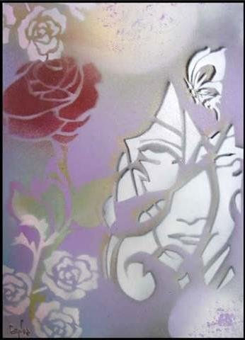 Rostro floral Mixed media Canvas Figure Painting