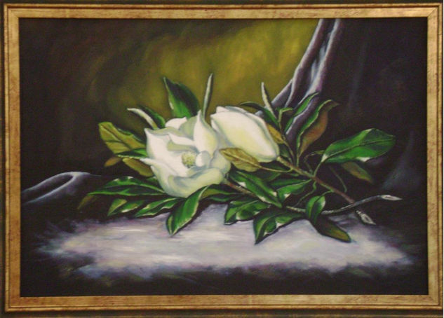 As magnolias. Óleo Lienzo Floral