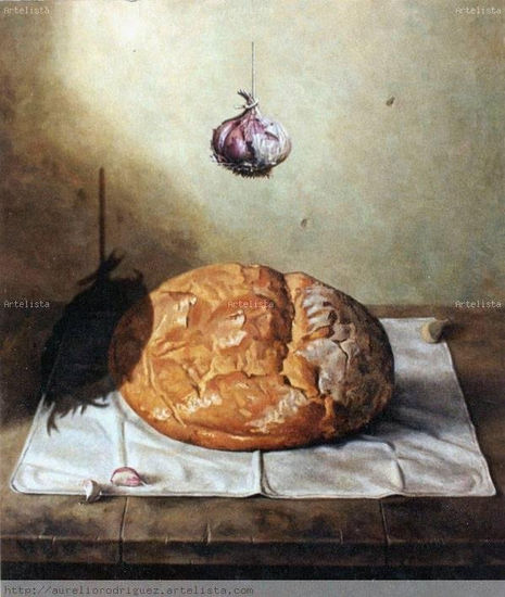 A pan y ... ajo ingrávido Oil Canvas Still Life Paintings