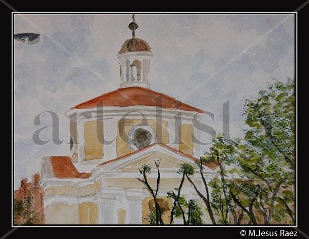 parroquia san nicasio,Leganes Acuarela Papel Paisaje