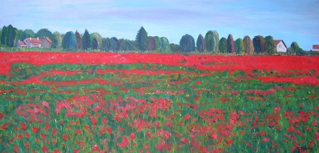 Campo de amapolas Oil Canvas Landscaping