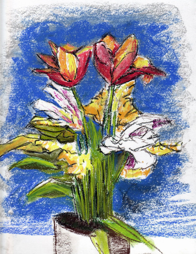 ensayo de flores a pastel