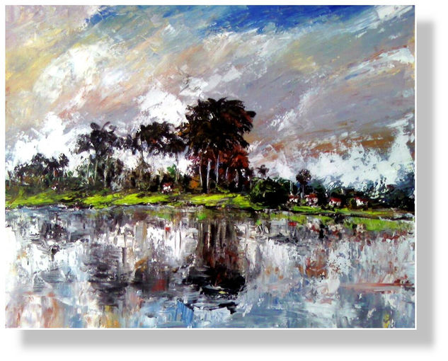 Paisaje con costa Oil Canvas Landscaping