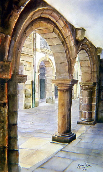 SOPORTALES EN SANTIAGO Watercolour Paper Landscaping