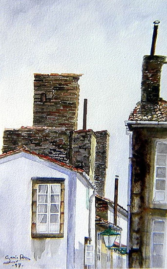 CHIMENEAS EN SANTIAGO Watercolour Paper Landscaping