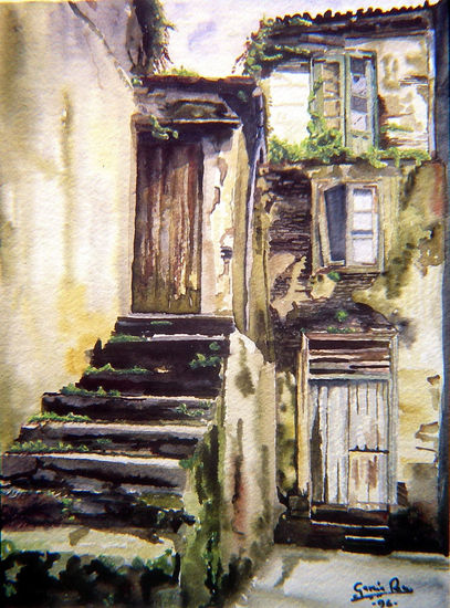 ESCALERAS EN BETANZOS Watercolour Paper Landscaping