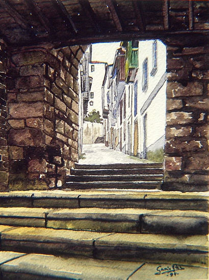 ESCALERAS EN BETANZOS I Watercolour Paper Landscaping