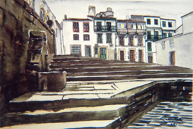 ESCALERAS EN BETANZOS II Watercolour Paper Landscaping