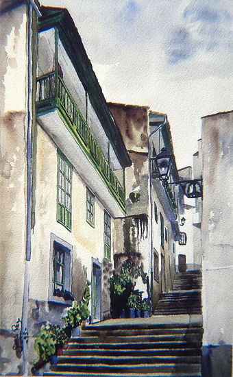 CALLE DE BETANZOS III Watercolour Paper Landscaping