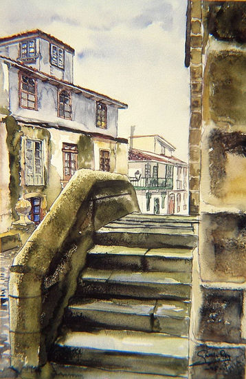 ESCALERAS EN BETANZOS III Watercolour Paper Landscaping