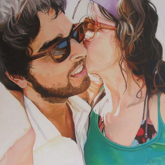 Cadaques kiss Oil Canvas Portrait