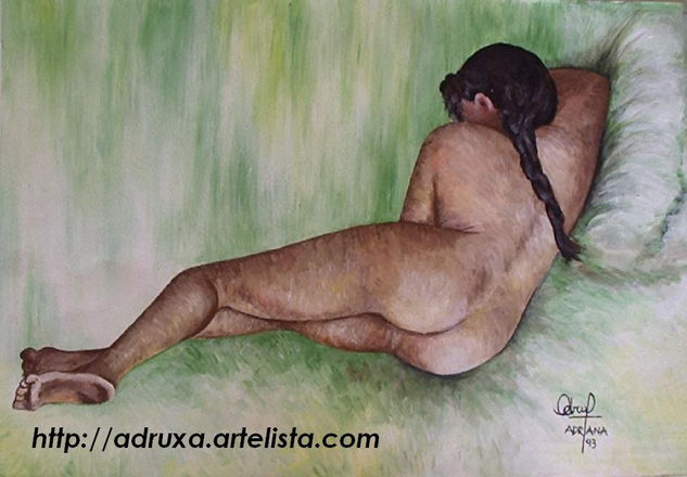 mujer recostada Acrílico Cartulina Desnudos