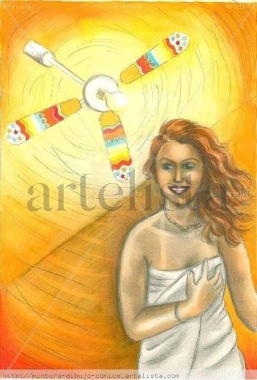 el ventilador de colores Watercolour Card Figure Painting