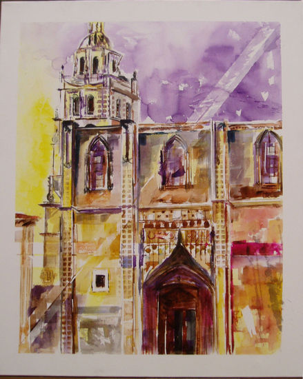 IGLESIA DE SANTA MARIA (MEDINA DE RIOSECO-VALLADOLID) Watercolour Paper Landscaping