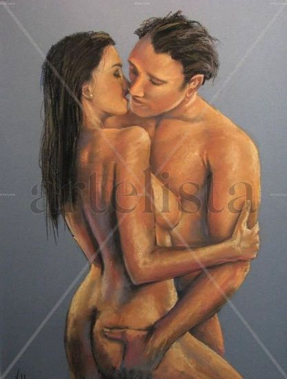 El beso Pastel Canvas Nude Paintings