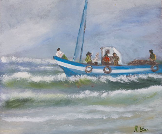 pescadores de regreso Acrylic Panel Marine Painting