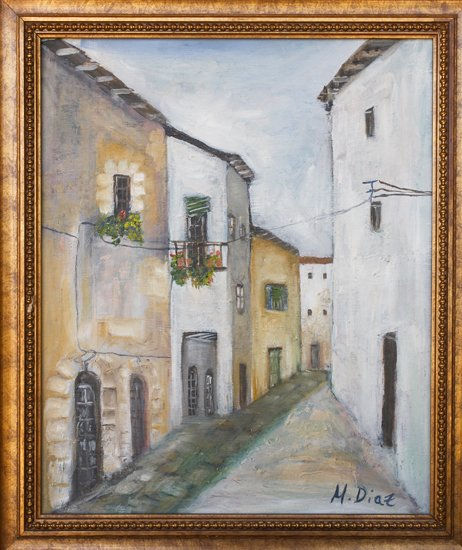 calle de un pueblo Oil Canvas Landscaping