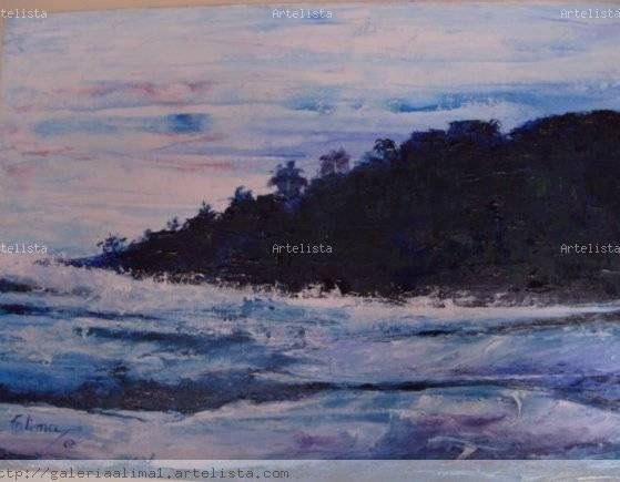 playa violeta Oil Canvas Marine Painting