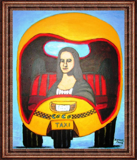 La Gioconda en Un Cocotaxi Acrylic Canvas Portrait