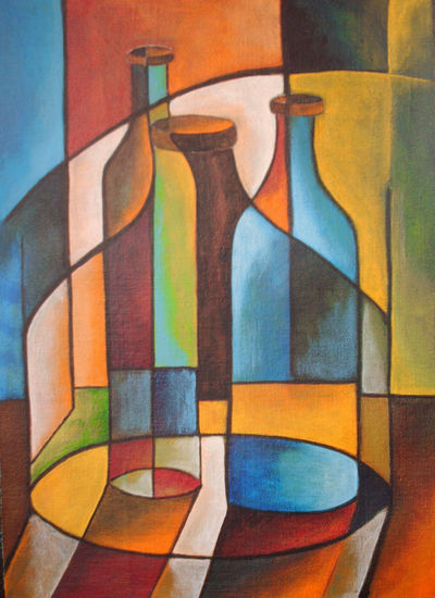 Serie Cubista Acrylic Canvas Still Life Paintings