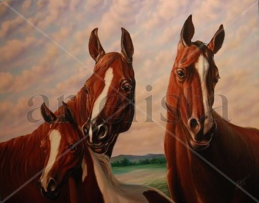 " Caballos " Óleo Lienzo Otros