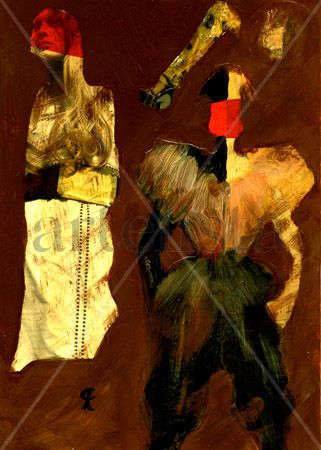 13-Toulouse Lautrec x Cris Acqua Mixed media Paper Figure Painting