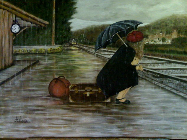 La niña de la Estacion Oil Canvas Landscaping