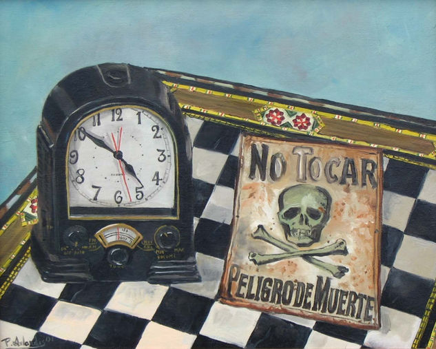 Reloj y calavera Oil Canvas Still Life Paintings