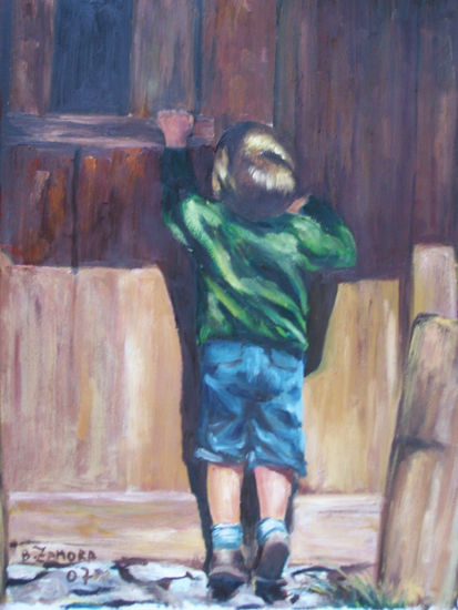 Niños 3 Oil Paper Figure Painting