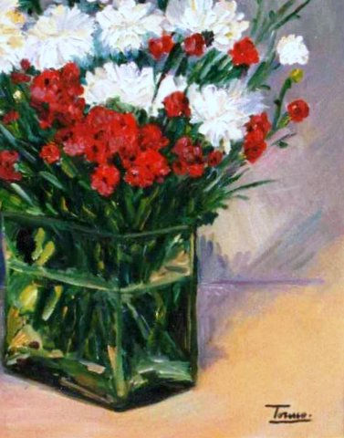 claveles rojos y blancos