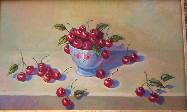 Tazón con cerezas Oil Canvas Floral Painting