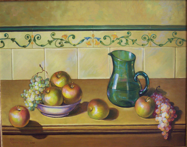 Bodegón con fondo de azulejo Oil Canvas Still Life Paintings