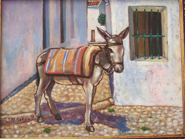 Platero esperando Oil Canvas Landscaping