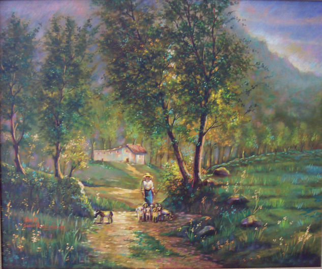 Pastoreando en Grazalema Oil Canvas Landscaping