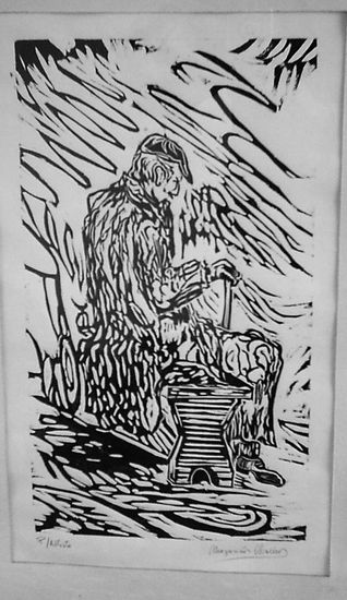 Sin trabajo II Woodcut