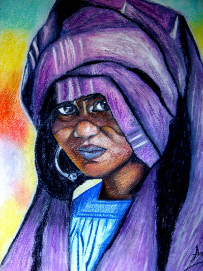 Ojos Negros tuareg Pastel Papel Retrato