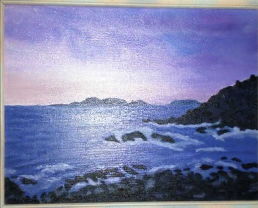 Islas Cies en el crepúsculo Oil Canvas Marine Painting