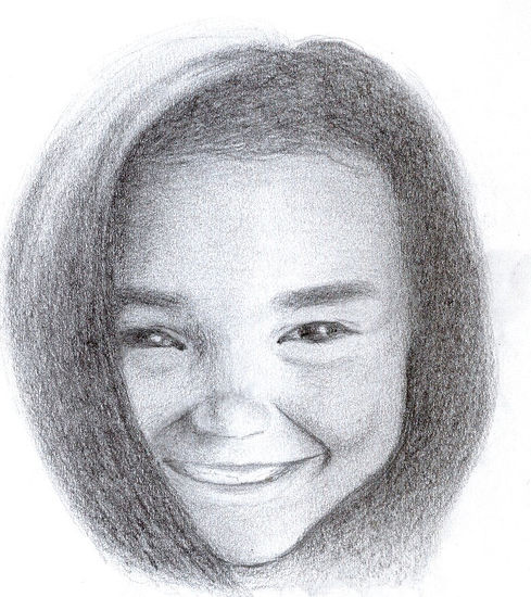 sonrisa de niña Pencil (Black) Paper Portrait