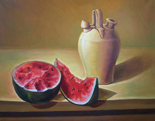 Botijo con sandía Oil Canvas Still Life Paintings