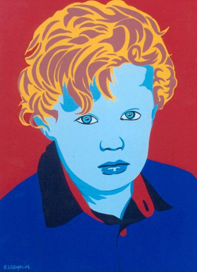 Blue Boy. Acrylic Textile Portrait