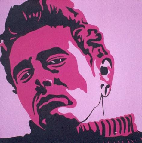 James Dean, El Rebelde III. Acrílico Tela Retrato