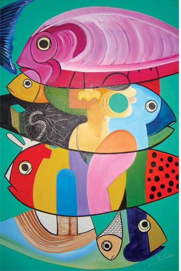 Diner Fish Acrylic Canvas Animals