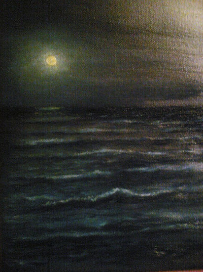 El mar bajo la luna llena Oil Canvas Marine Painting