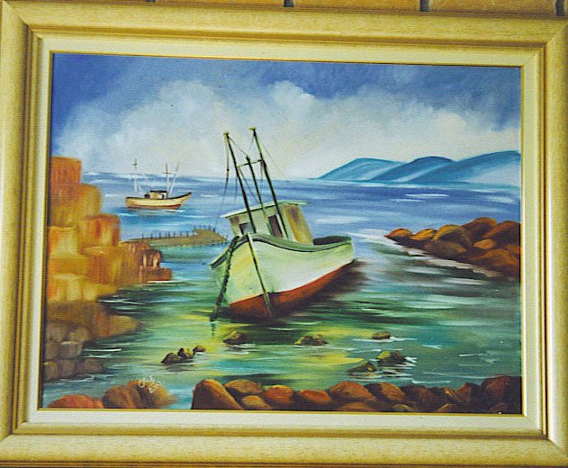 Pesca no Mar Oil Canvas Landscaping