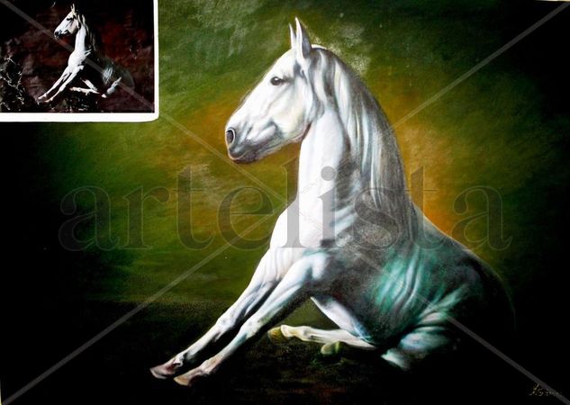 caballo sentado Oil Canvas Animals